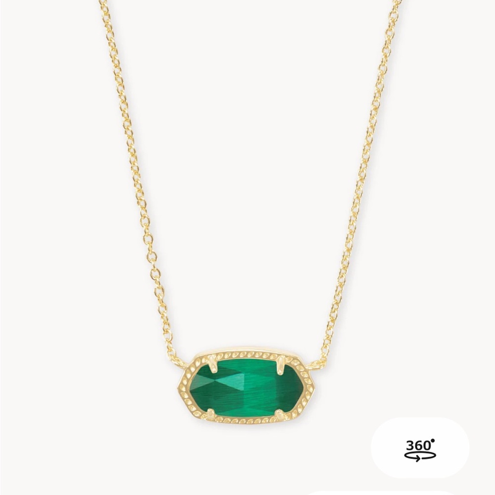 Kendra Scott Elisa Gold Pendant Necklace in Emerald Cat’s Eye